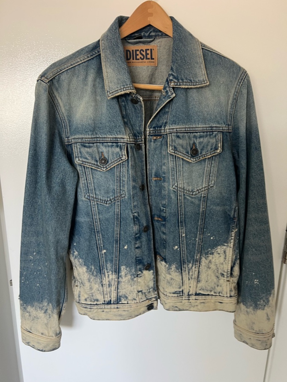Diesel Distressed Blue Denim Jacket with Bleached Accents